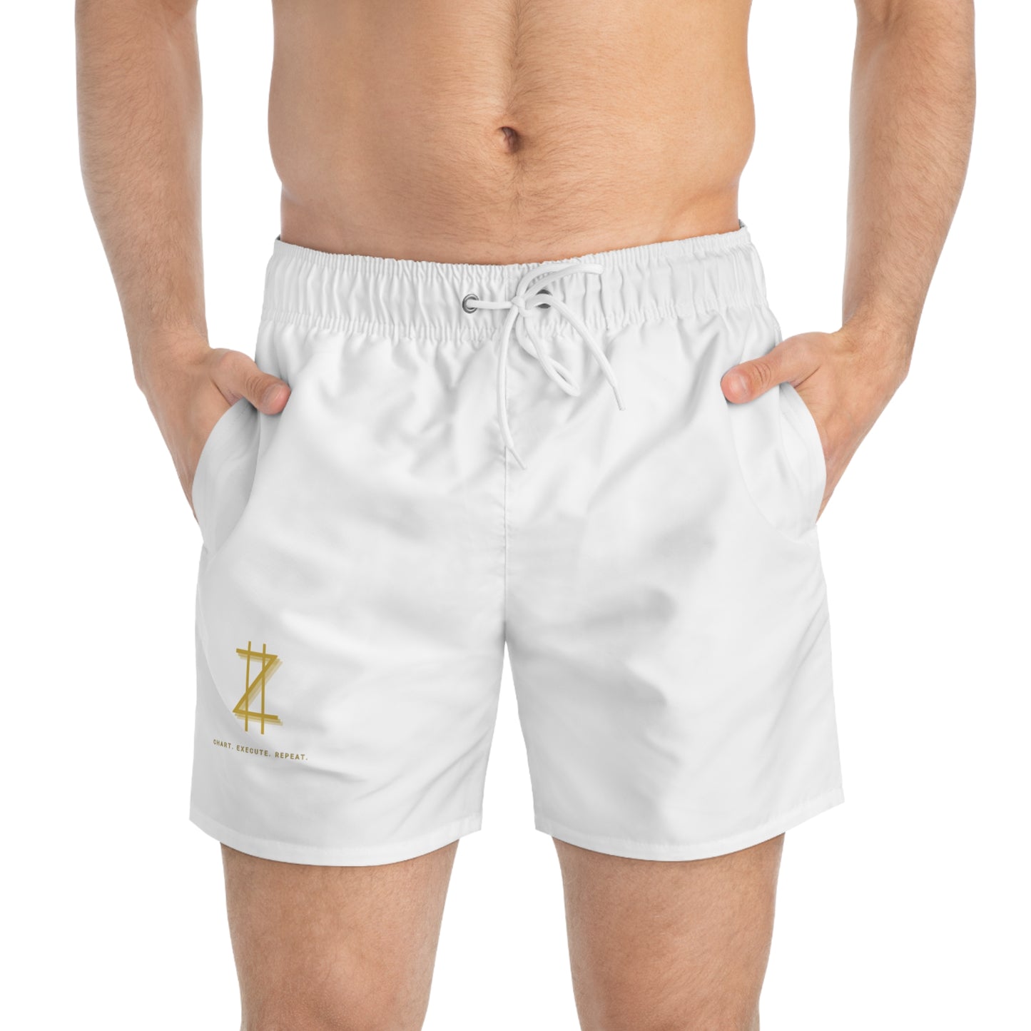 swim trunks white & gold